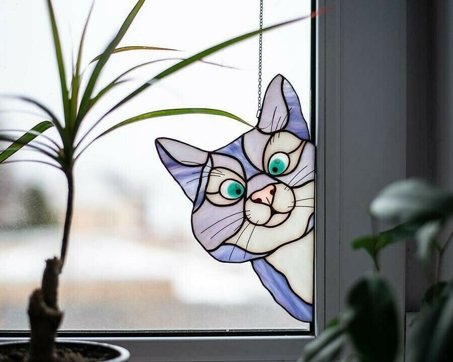 🔥Clear Stock Last Day 49% OFF🔥Handmade Stain Cat Suncatcher For Window-Buy 5 Get 5 Free -- 10 Pcs & Free Shipping