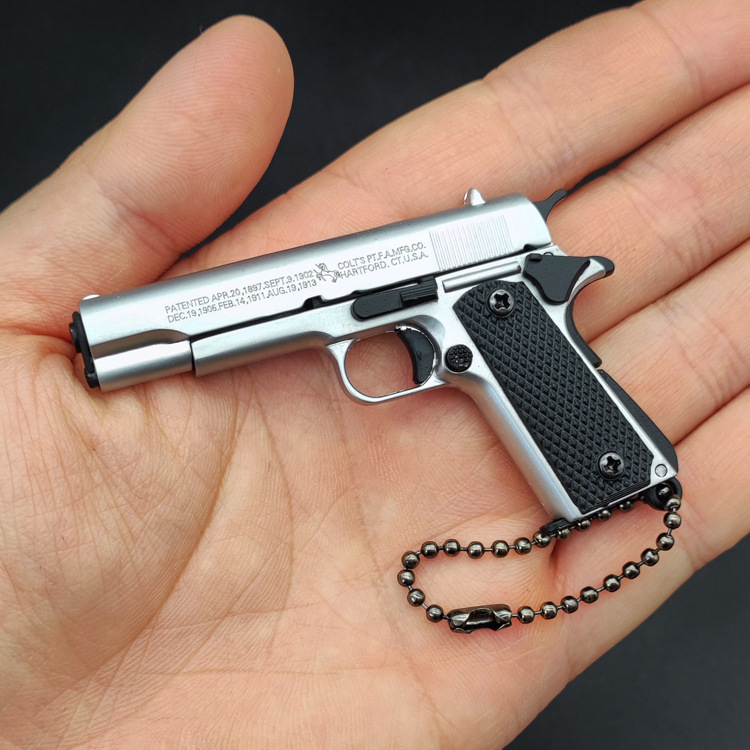 Light color M1911 all -metal gun model toy keychain gift