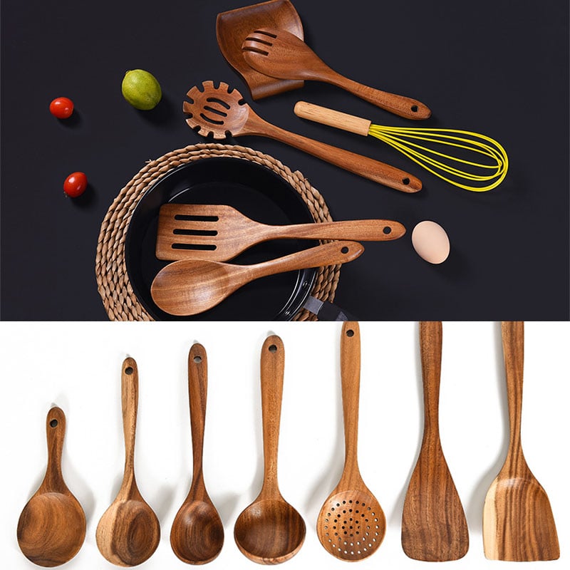 🔥LAST DAY 50% OFF🔥Eco-Friendly Teak Wood Kitchen Spoon Set