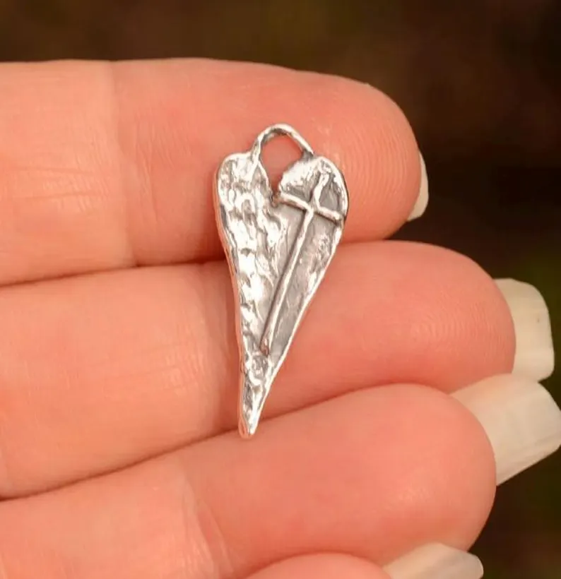 ✝️100% handgefertigtes Silber Kreuz Heilung Herz (Handgefertigt®)
