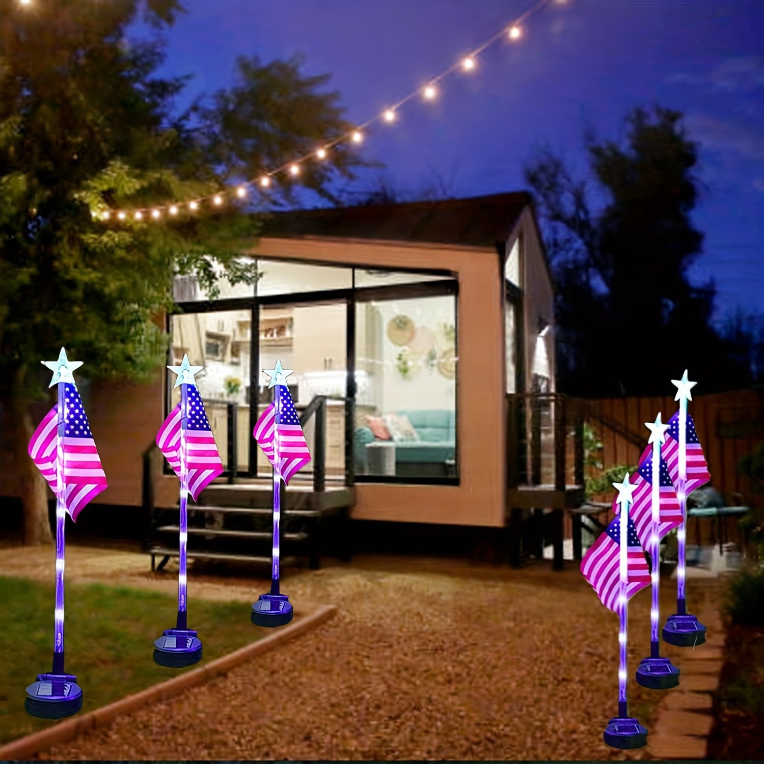 🔥Last Day Promotion 48% OFF-🎁- American advanced flag light LED solar light string