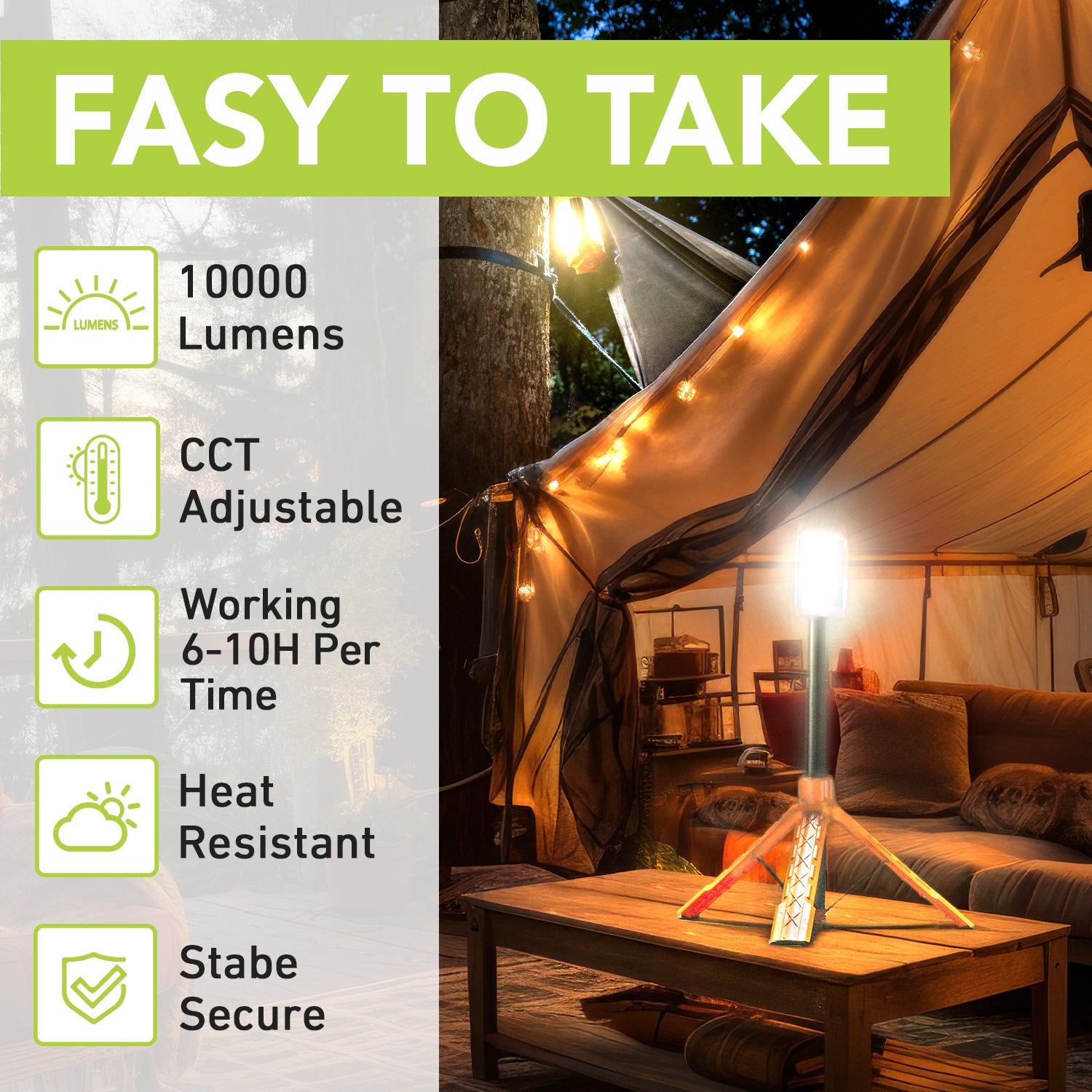 🔥LAST DAY SALE 50% OFF💥Rechargeable 10000 mAh Camping Light with Stand