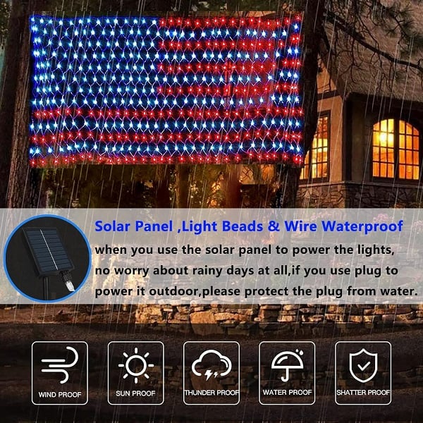 🔥Christmas Early Promotion🎅🎄 - Solar American Flag LED Lights