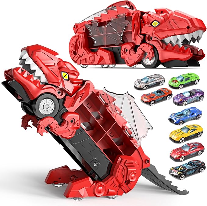 🚗 FREE SHIPPING🚗Transform Dinosaur Transport Devouring Truck With Foldable Sliding Track