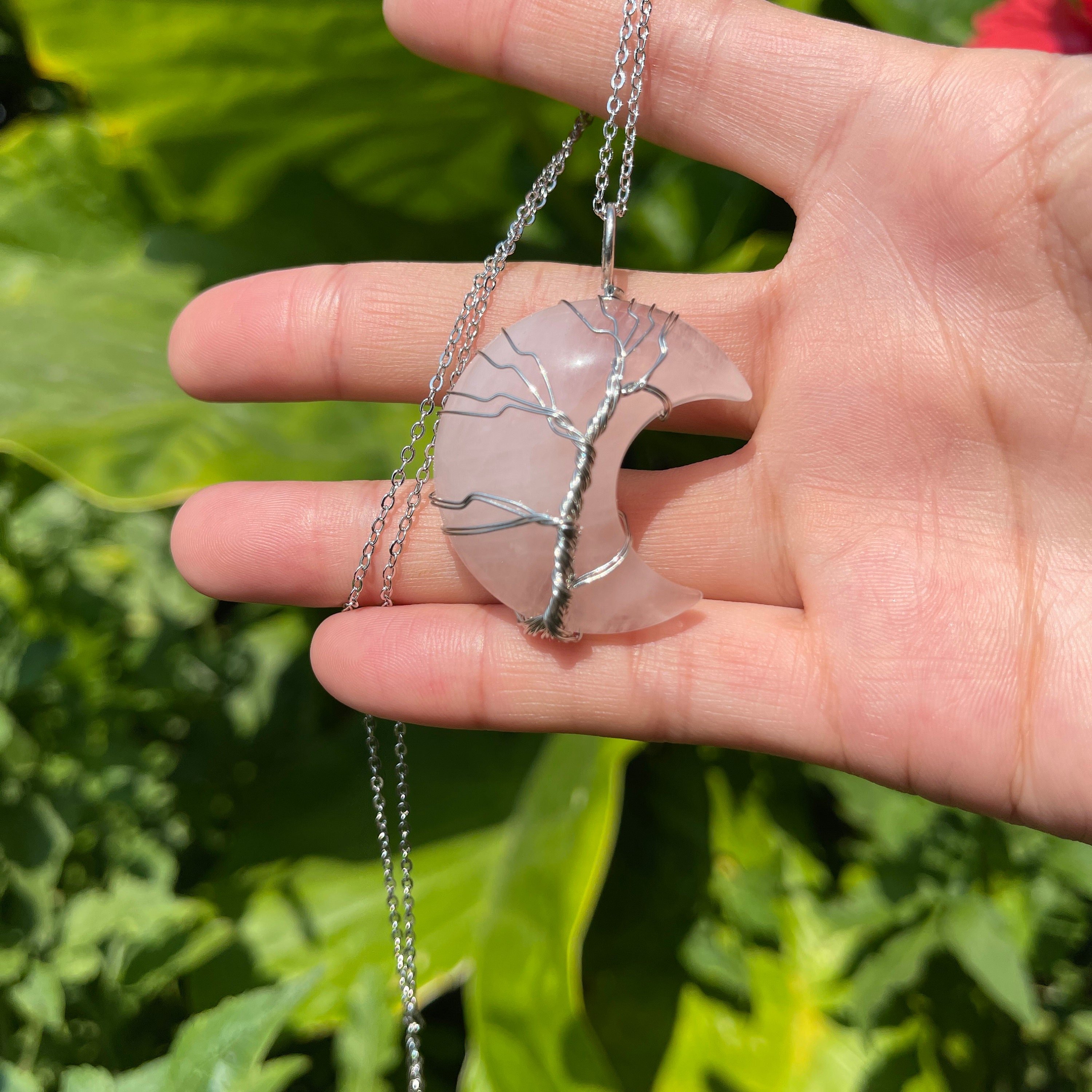 💞Handmade Crystal Tree of Life Moon Necklace