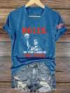 V-Neck Retro 4th Of July No Ice In The Land Of The Free Print T-Shirt