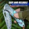🐺 Damascus Pocket Knife – Handmade VG10 Steel with Abalone Shell Handle