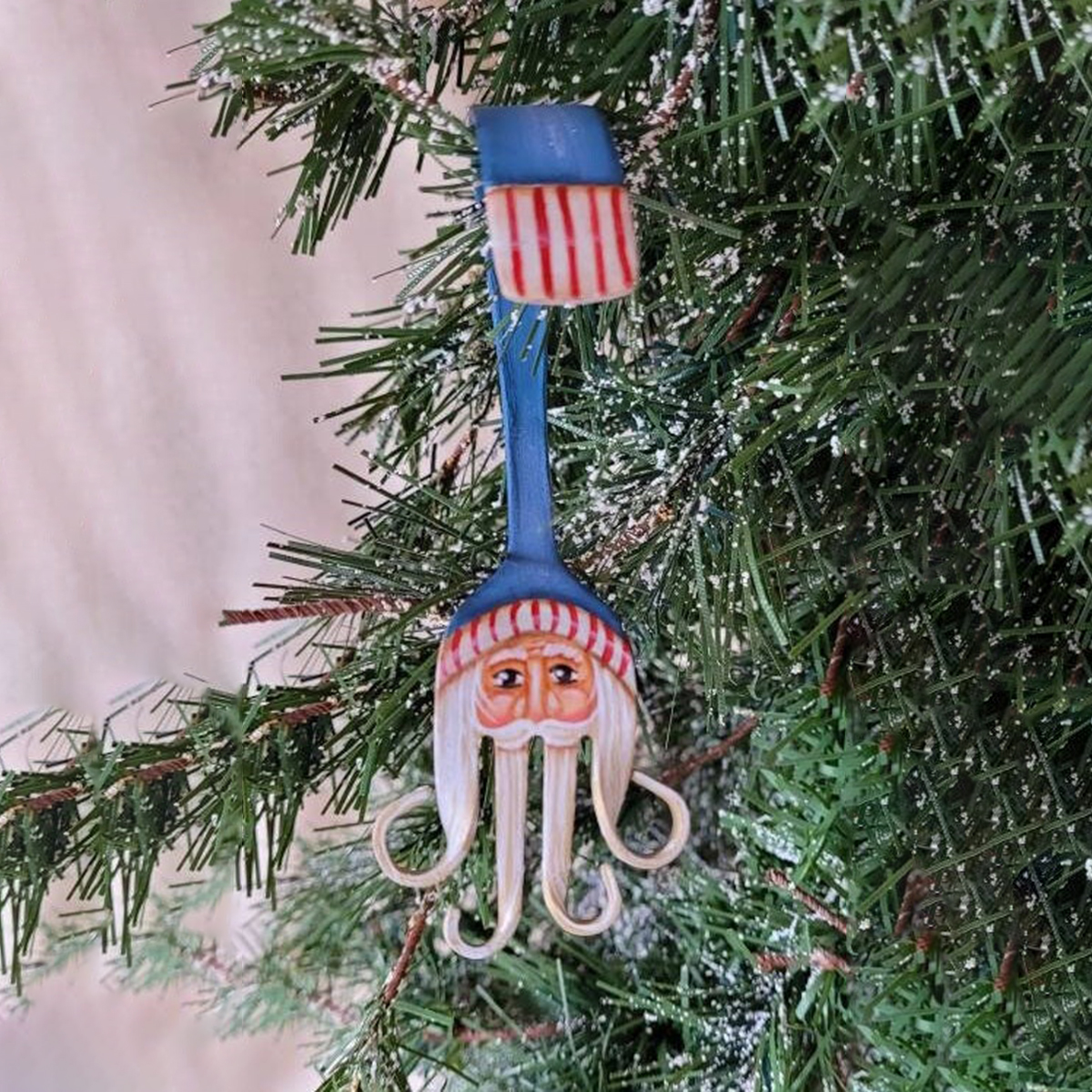 Curly Fork Santa Christmas Ornament