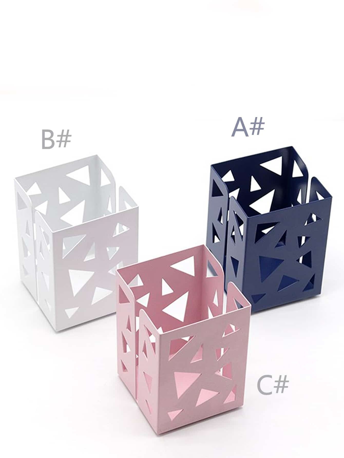 Triangle Hollow Metal Pencil Holder 1pc