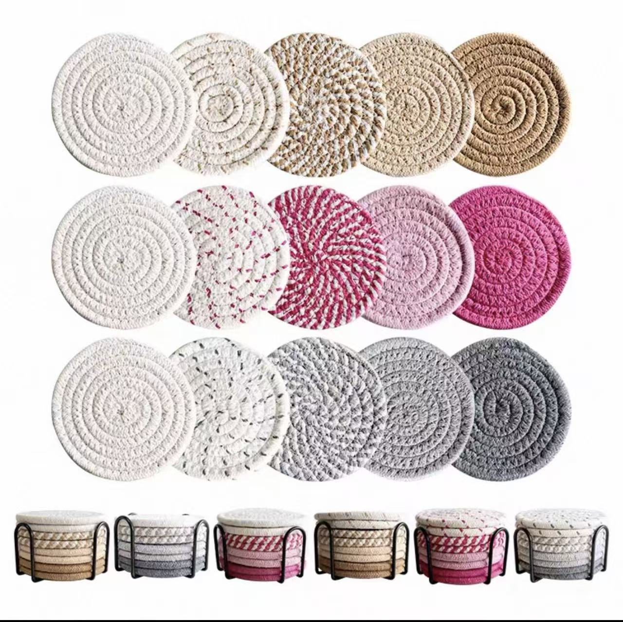 Handmade pure cotton knitted coasters