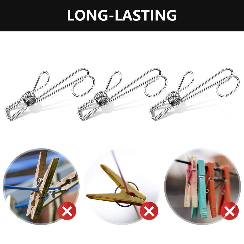 🎄TikTok Christmas Sale - 70% OFF✨Stainless Steel Long Tail Clip with Hooks--5 PCs/Set👍