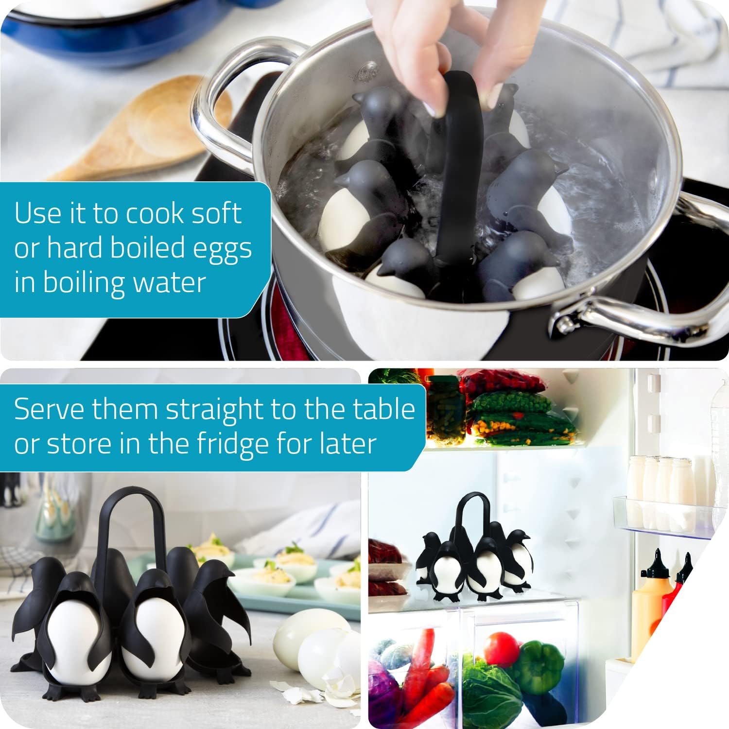 🐧🐧🐧Peleg Design Egguins 3-in-1 Cook, Store and Serve Egg Holder🥚