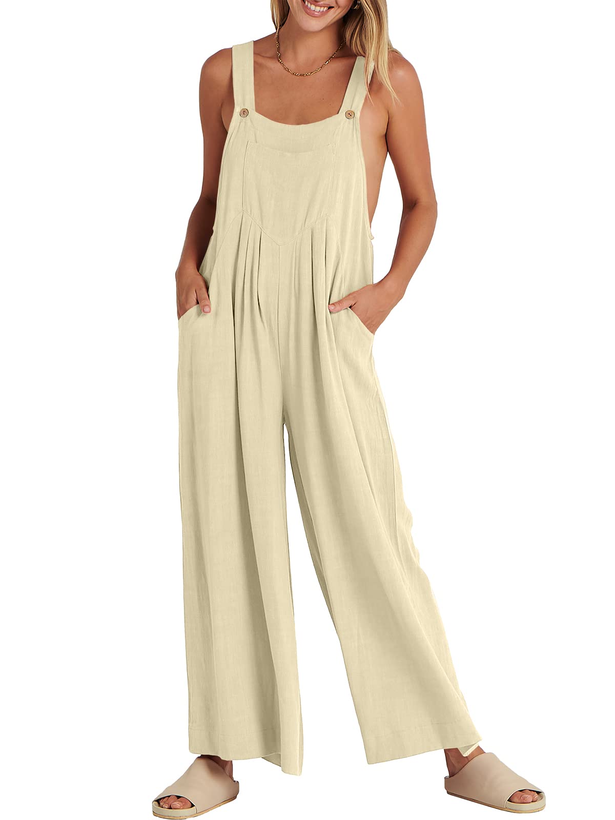 🔥Last Day 65% OFF🔥-Women's Sleeveless Wide Leg Jumpsuit with Pockets-BUY 2 FREE SHIPPING