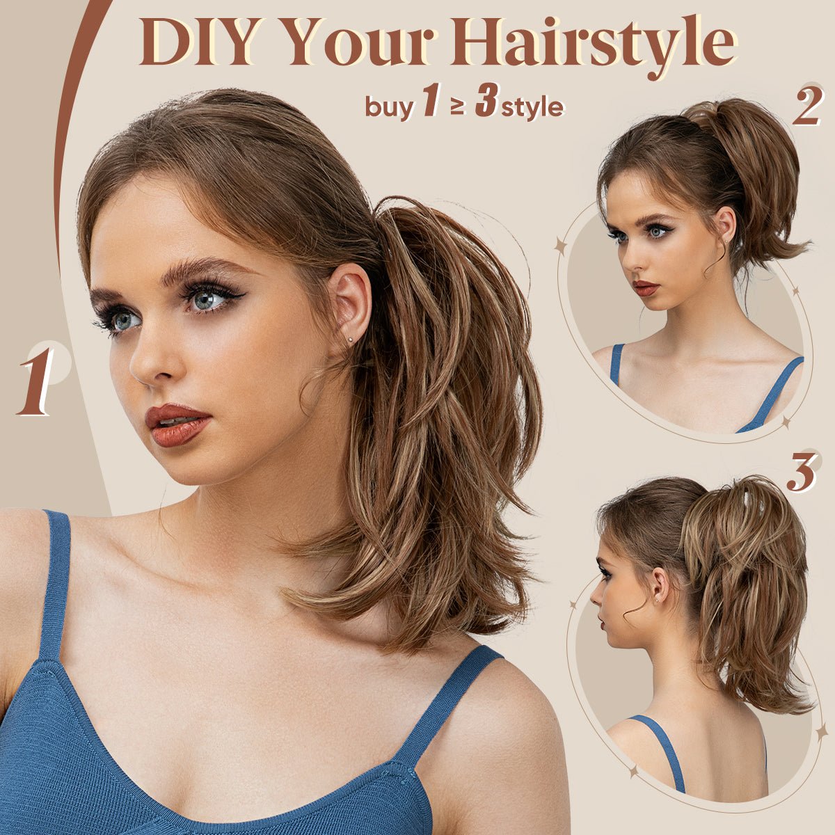 🔥Last Day Promotion 50% OFF💥Synthetic Claw Clip In Ponytail Hair Extensions Diy Hairpiece Hair Bun