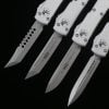 Microtech Silver White Handle OTF Straight Jump Knife
