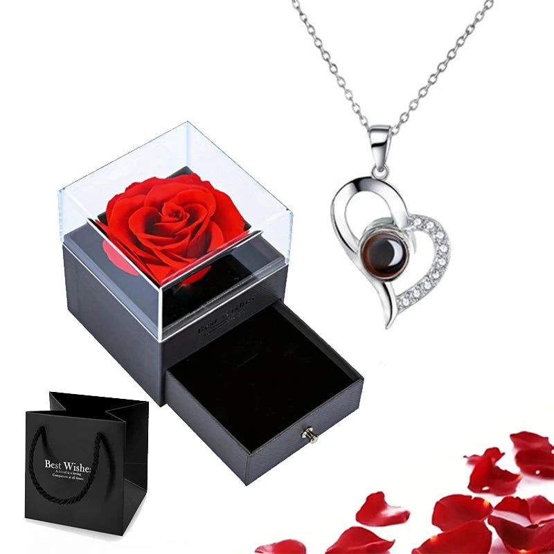 ❤️Mother's Day：Projection Necklace Set With Rose Gift Box