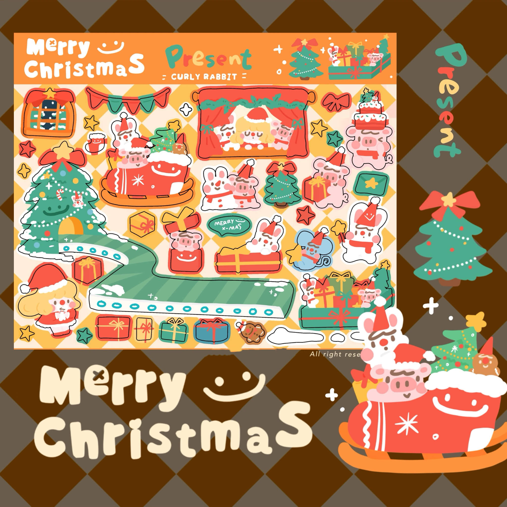 Christmas Stickers|Scrapbook Stickers|Sticker Sheet|Journal Stickers