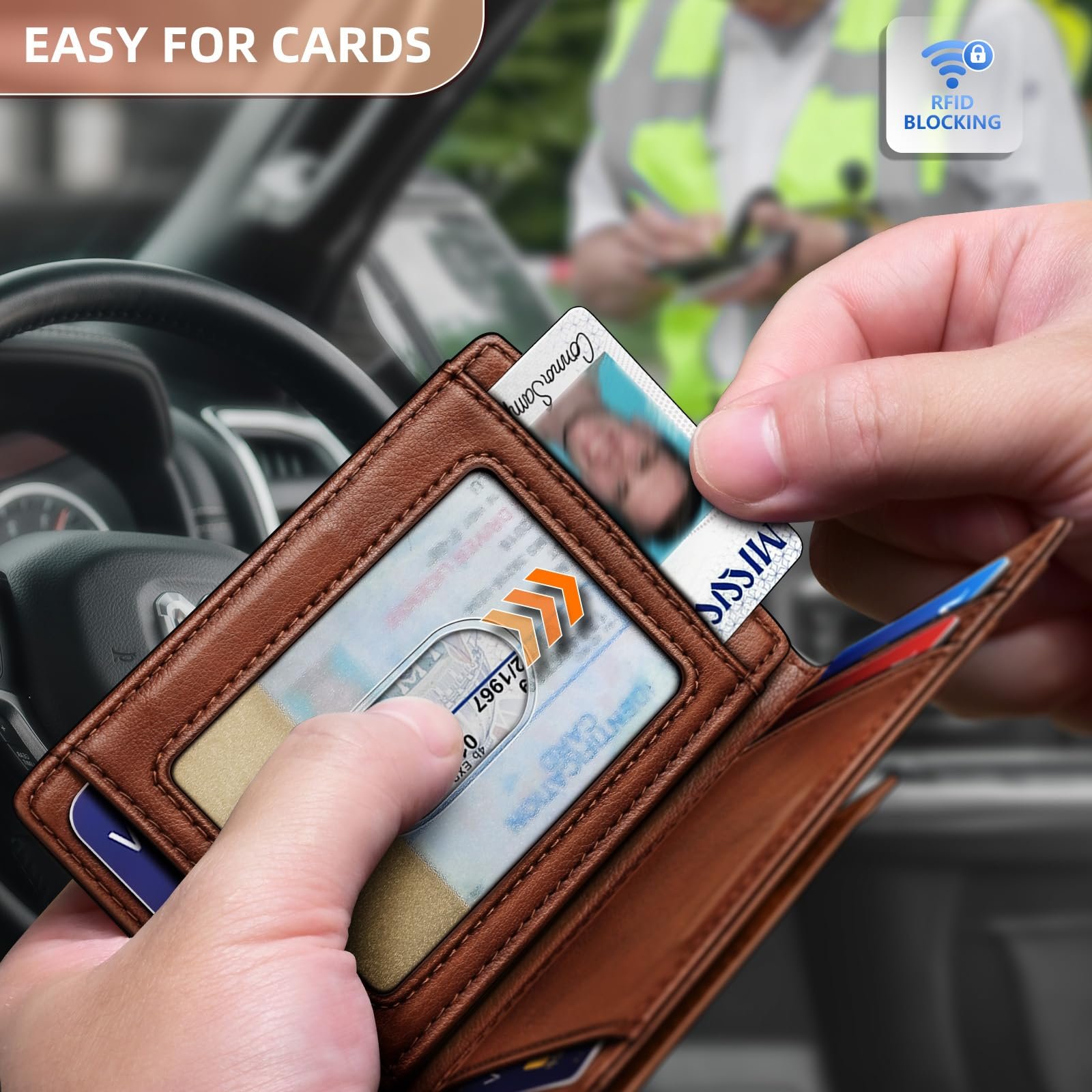 Magnetic Closure Slim Wallet-Microfiber Leather Front Pocket Wallet for Men,RFID Blocking,Holds 12 Cards and Money Clip