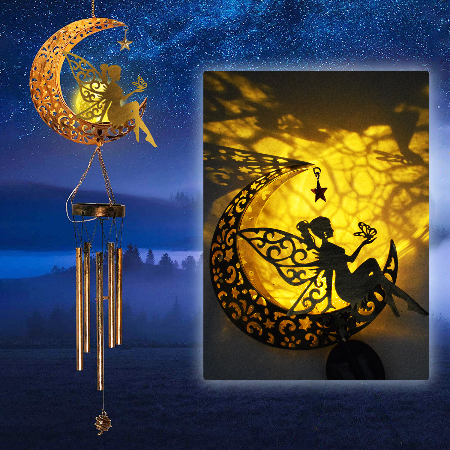 🎐Solar moon wind chime waterproof garden decoration Decorative garden light(Buy 2 Get Extra 6% Off && Free Shipping🎁)