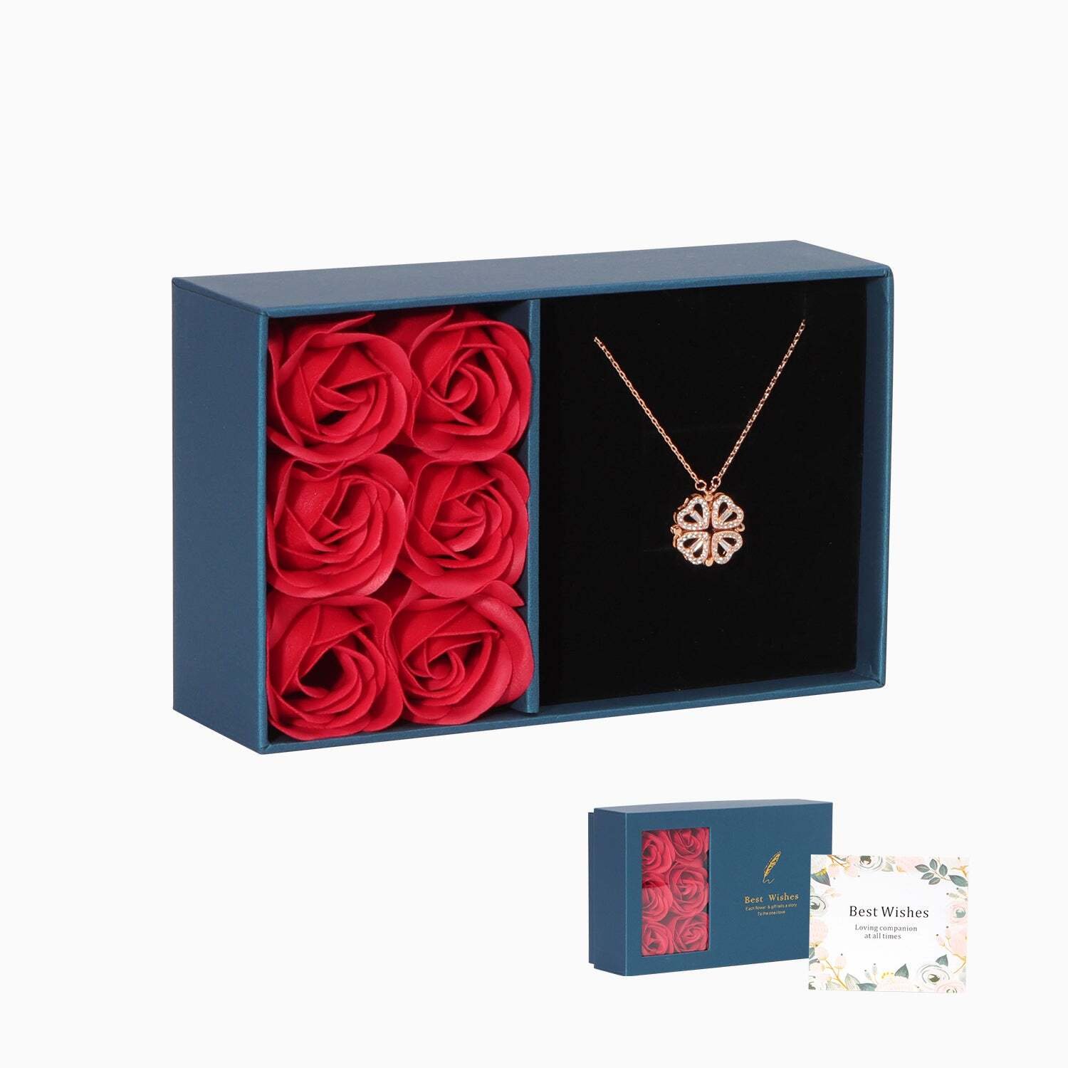 🔥 Last Day Promotion 50% OFF🎁Lucky Heart Sterling Silver Necklace WITH SIX ROSES💖