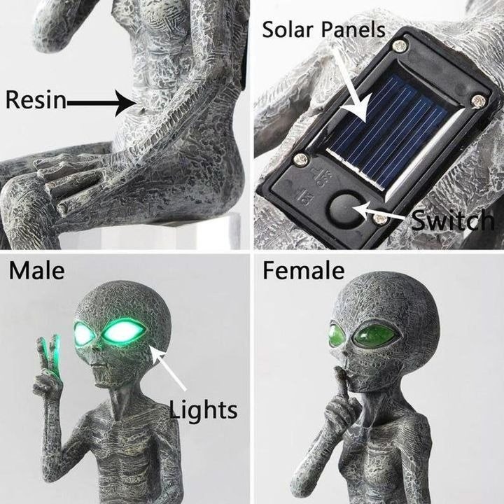 Summer Hot Sale 50% OFF - Alien Solar Lamp Statue Set Garden Decoration(Buy 2 Free Shipping)