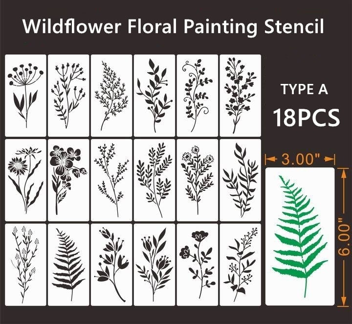 Reusable Wildflower Floral Painting Stencil