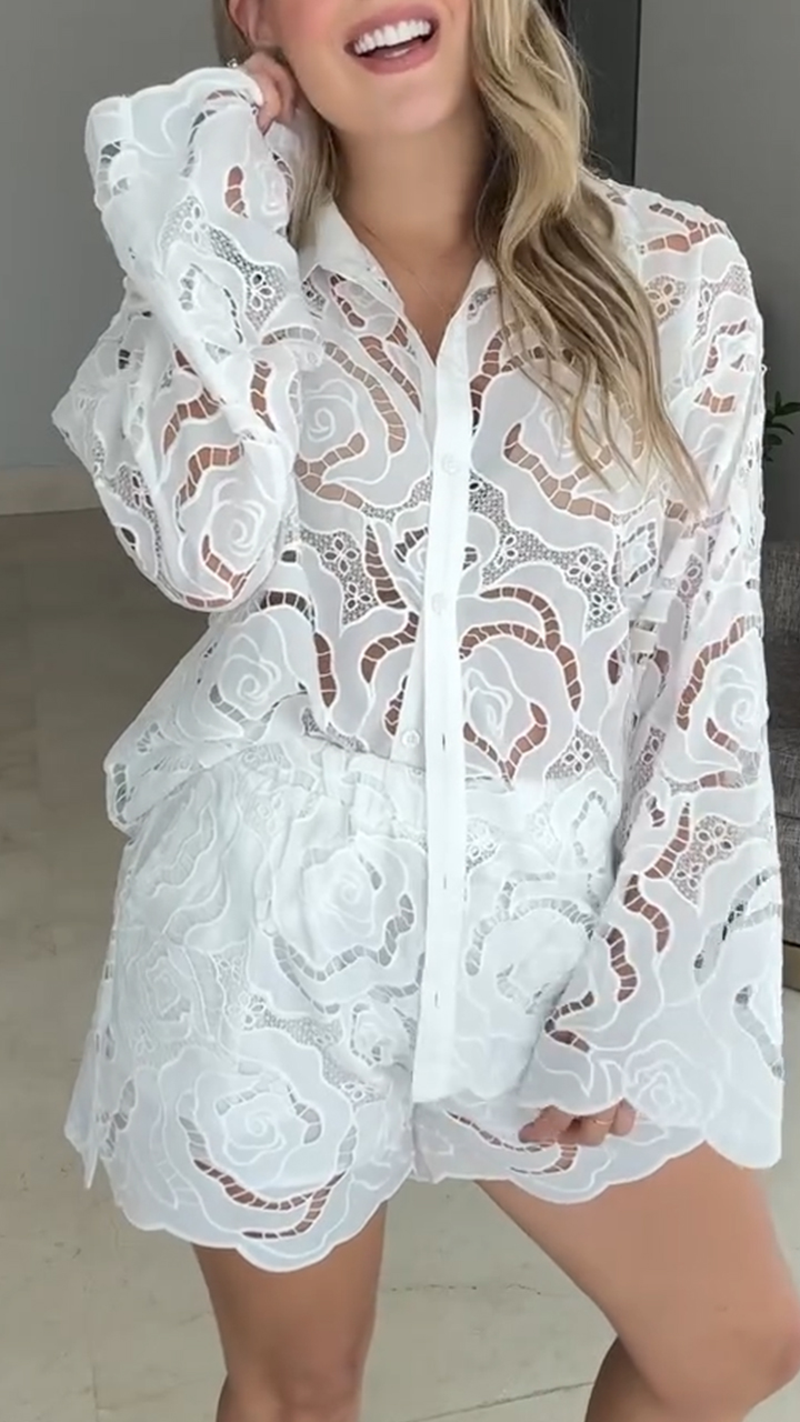 Women's Lapel Hollow Casual Suit