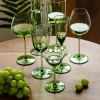 Vintage Green Flower Wine Glasses