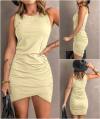 BTFBM Women 2024 Summer Sleeveless Tank Dresses Crew Neck Slim Fit Short Casual Ruched Bodycon Party Club Mini Dress