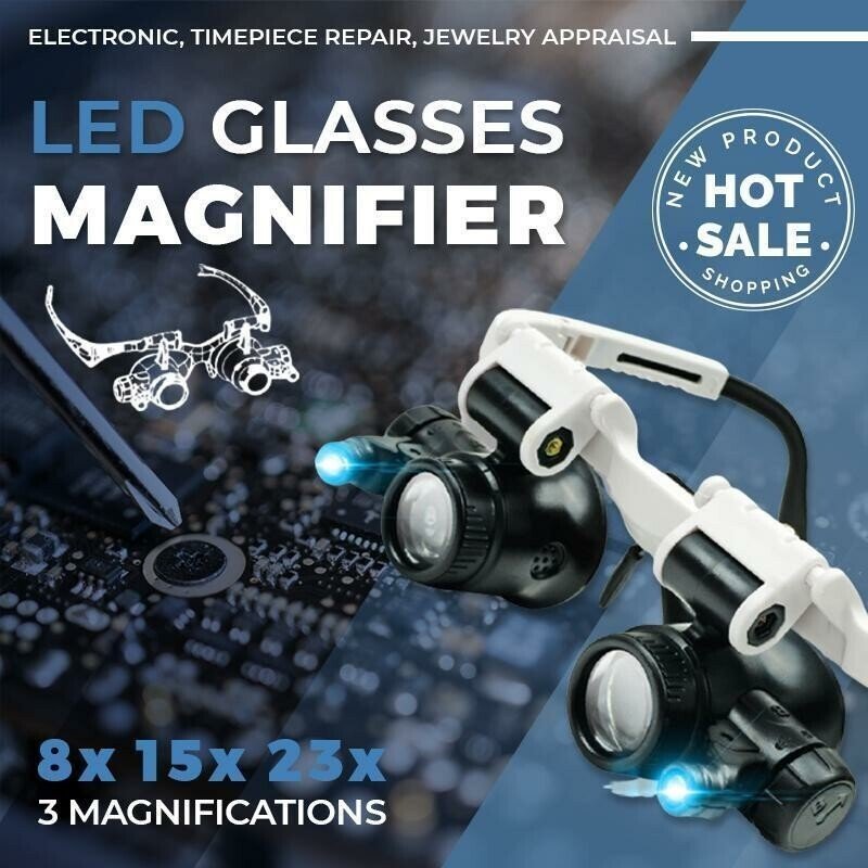 (Early Father's Day Sale- 48% OFF)LED Glasses Magnifier 8x 15x 23x, 🔥Buy 2 Free Shipping