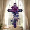 ✝️💜Purple Rose Cross Suncatcher Hanging Decor