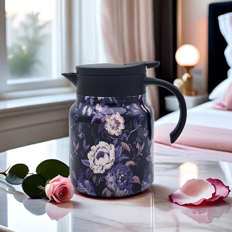 🔥Letzter Tag 49 % Rabatt✨Vintage-Blumenmustertassen-Thermoskanne – Eingebauter Infuser
