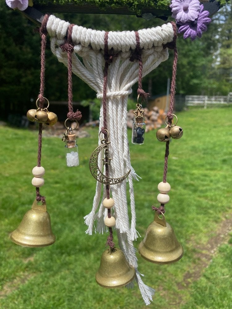 💥LAST DAY SALE 50% OFF🧙‍♀️Handmade Practical Magic Inspired Hanging Moon w/witch Bells🎁Buy 2 Free Shipping