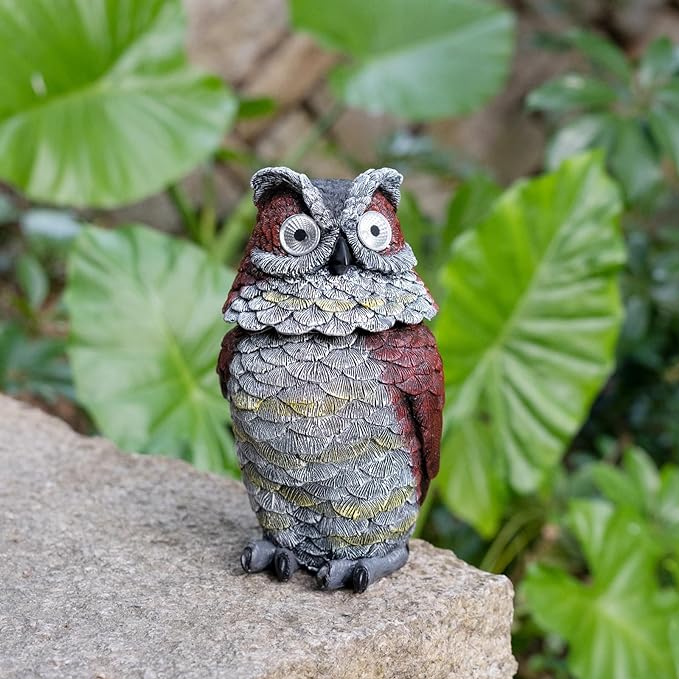 🦉Red Solar Owl with Flashing Eyes