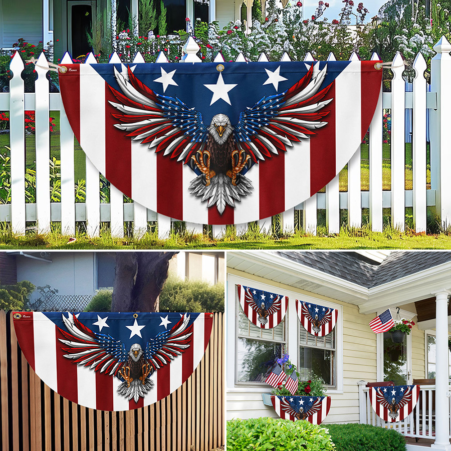 Patriotic Eagle American Non-Pleated Fan Flag TPT1636