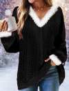 Women's Red Fur Collar Long Sleeve Sweatshirt