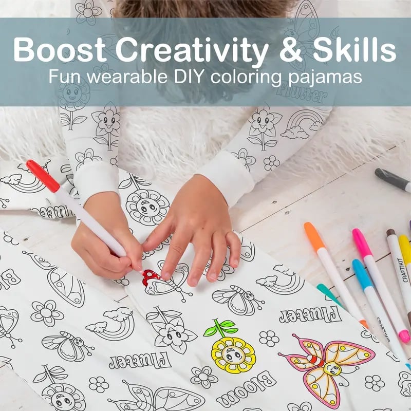 🎁TikTok Last Day Sale - 70% OFF🎨Kids colouring pajama sets with markers