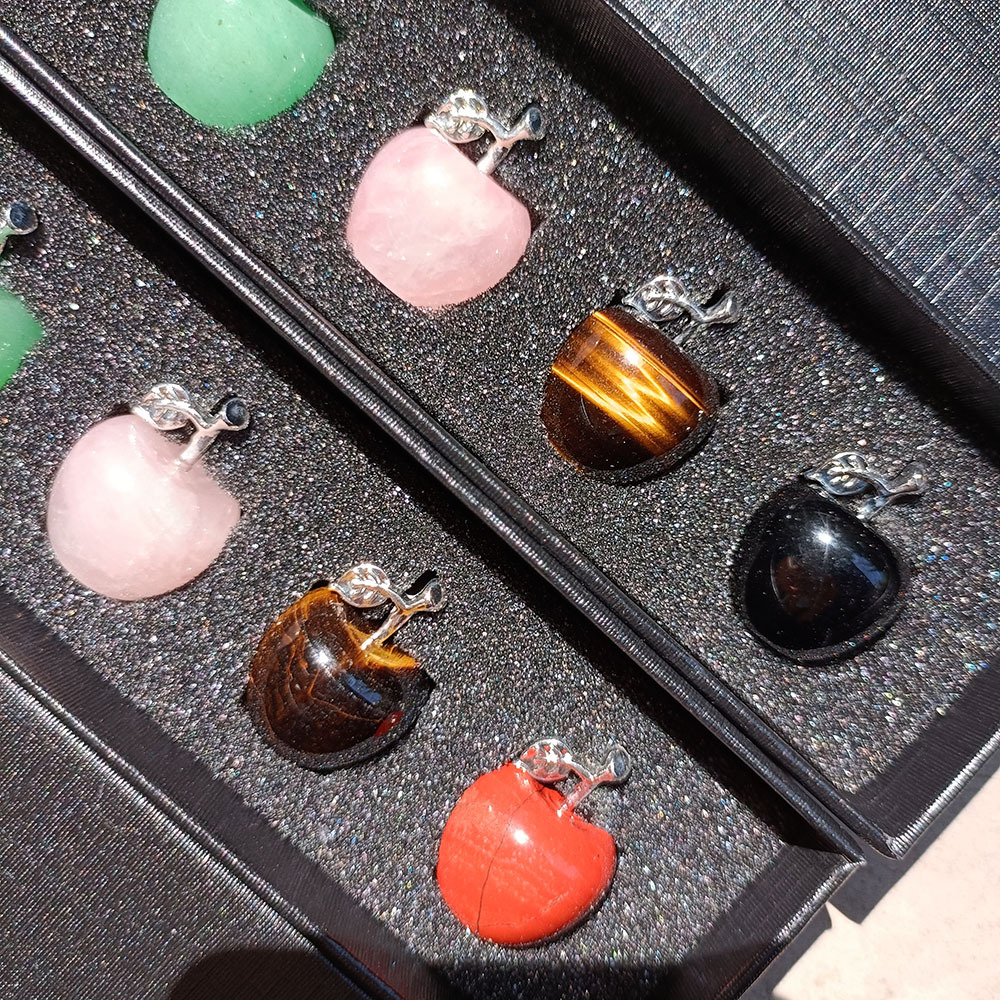 Natural Crystal Jade Colorful Apple Small Ornament