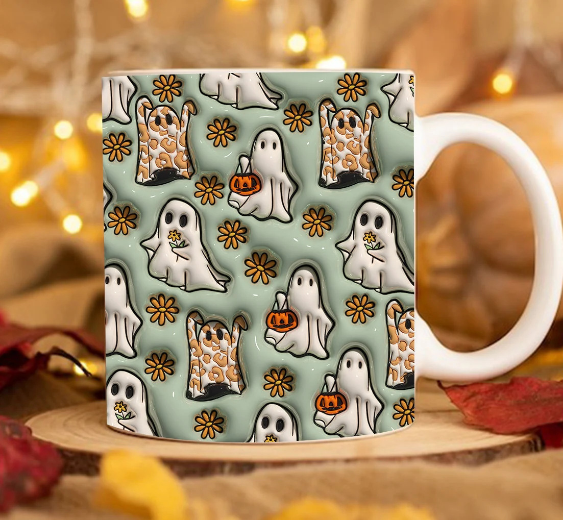 🔥👻2024 Halloween-Handmade 3D Pumpkin and Ghost Coffee Mug