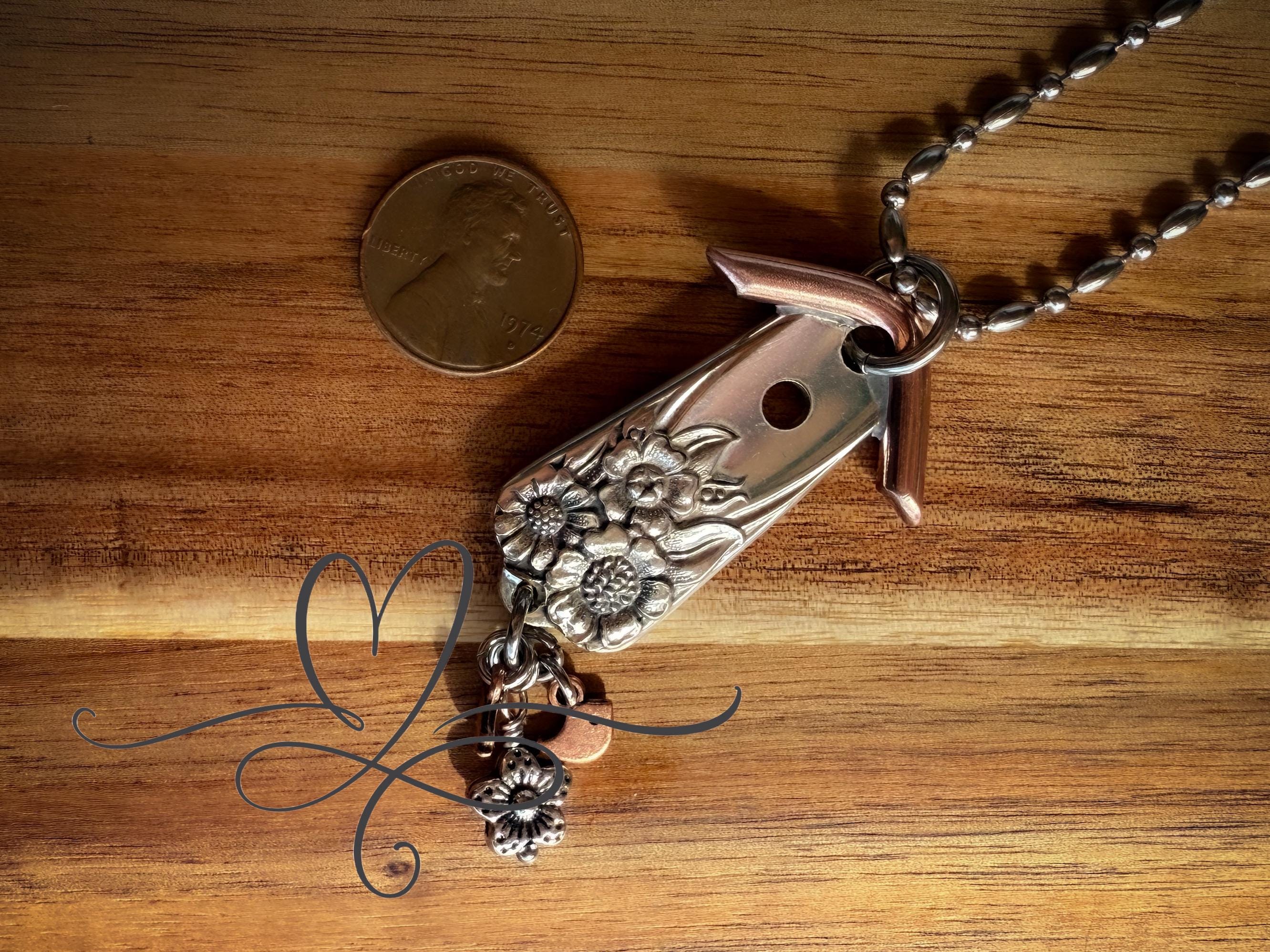 The 1950’s Little “April” Birdhouse Necklace or Purse Charm • Made From Authentic Silver-Plated, Vintage Silverware