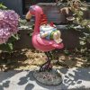 Gnome Garden Statue，Funny Gnome Reclining on Flamingo Figurines