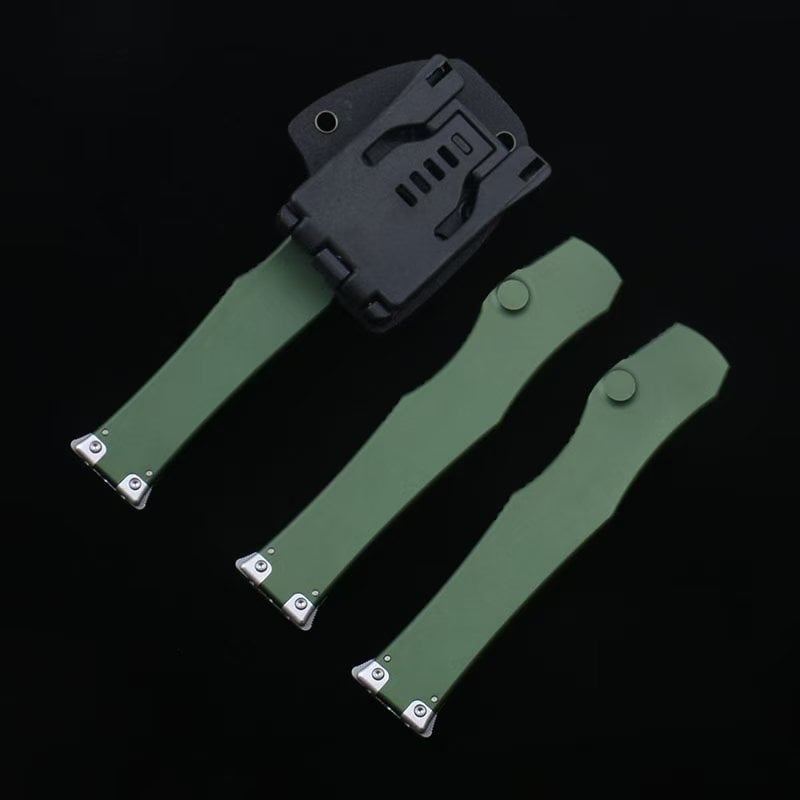 OTF micro-tech green handle Halo 6 lever straight jump knife