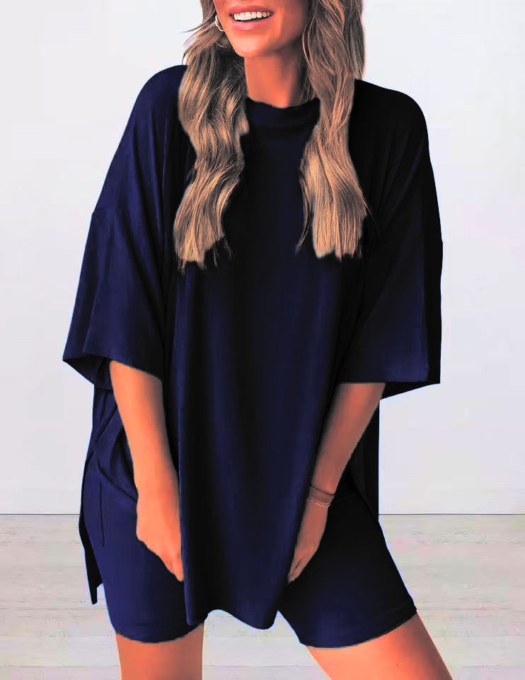 💝 2025 Sommer Casual Oversized Shirts Shorts Passendes zweiteiliges Lounge-Set für Frauen