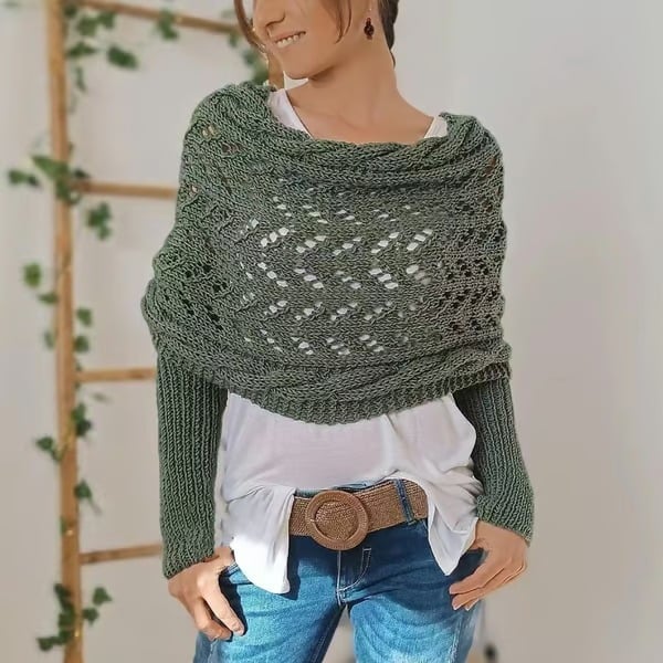🎁Letzter Tag 49 % Rabatt🔥Gestrickter Zopfmuster-Umhang, Bolero für Damen