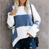 Fashion round neck color matching sweater