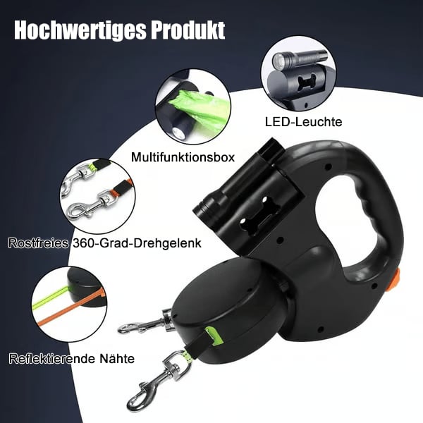 🔥Letzter Tag 50% RABATT-Ausziehbare Doppelleine für Hunde mit LED-Licht