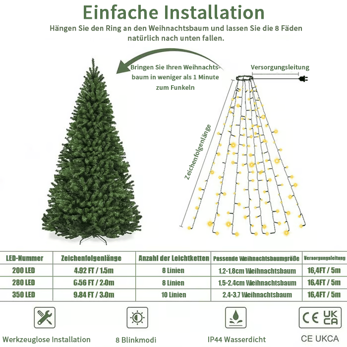 🎄Feiertags-Vorverkauf: Sparen Sie 49 %🔥Weihnachtsbaum-Wasserfalllichter mit Ring(Wasserdicht)