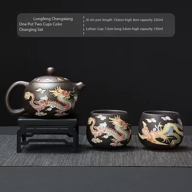 Purple clay pot that changes color when exposed to heat, Xishi Fengming pot, Kung Fu tea set, household teapot, Dragon and Phoenix pot, non-hot tea making device