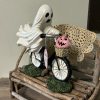 💥LAST DAY SALE 50% OFF💥Ghost With Pink Pumpkin Riding Bicycle Halloween Decor