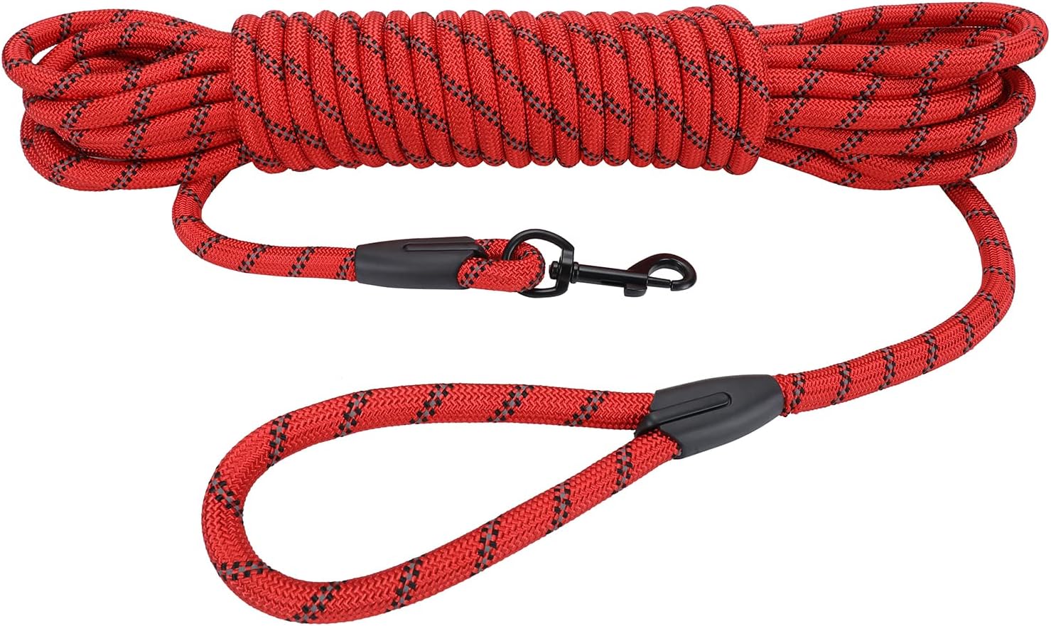 Hi Kiss Dog/Puppy Obedience Recall Training Agility Lead - 15ft 20ft 30ft 50ft 100ft Training Leash - Great for Play, Camping, or Backyard - Black 30ft